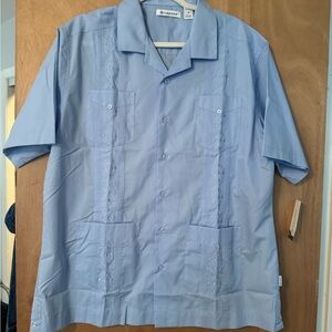 Cubavera Sky Blue Embroidered Shirt